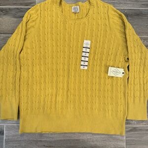 St. Johns Bay Cable Knit Sweater Womens 3X Yellow Cotton Blend Long Sleeve NEW